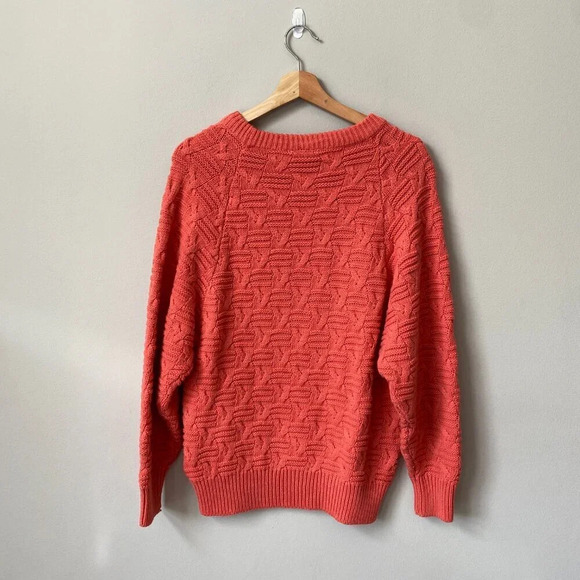 Vtg Paul Harris Women's Small 90s Acrylic Crewneck Knit Pullover Sweater Coral - Picture 2 of 16